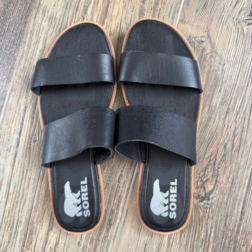 Sorel Leather Slide Sandals – Black – Women’s size 8